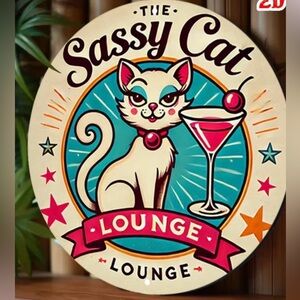 Sassy Cat Lounge Aluminum Sign-NEW
